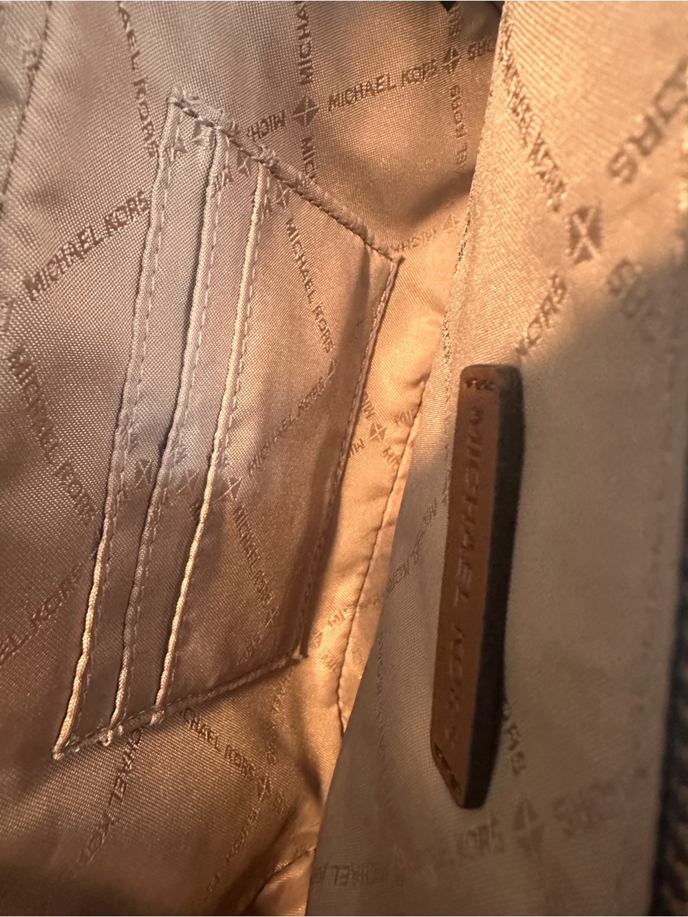 Michael Kors Brown Monogram Leather Top-Handle Wallet - Picture 9 of 12